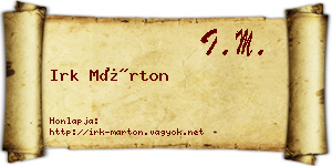 Irk Márton névjegykártya