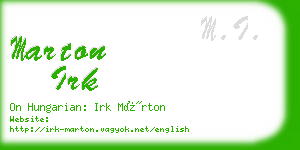 marton irk business card